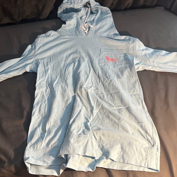 The Black Dog Sky Blue Hoodie with Soft Pink Details - Picture 1 of 3